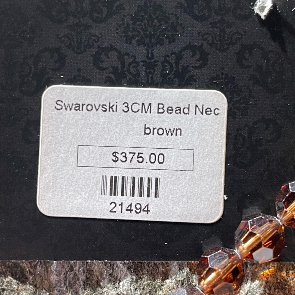 Cognac Swarovski Crystal Round Bead Necklace - Picture 11 of 12